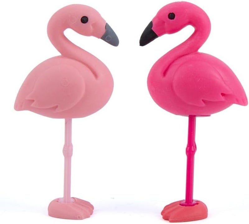DAISO Flamingo Erasers - Cute Pink & Dark Pink Stationery Set (2 Pieces) - Image 2